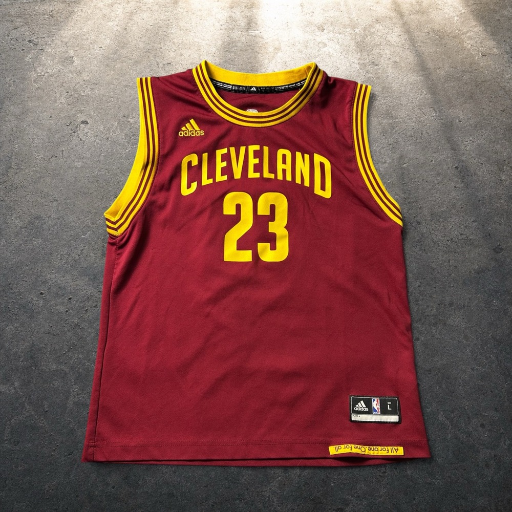 Adidas LeBron James Cleveland Cavaliers Jersey Red Gold Size Large Y2K Retro